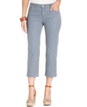 Style & Co. Petite Tummy-control Railroad-stripe Capri Jeans