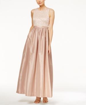Calvin Klein Sequined Lace A-line Gown