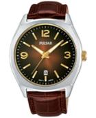 Pulsar Men's Traditional Brown Leather Strap Watch 42mm Ps9485