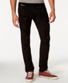 Inc International Concepts Slim-fit Black Wash Faux-leather Trim Jeans, Only At Macy's