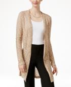 Ny Collection Marled Pointelle-knit Cardigan