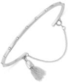 Vince Camuto Silver-tone Crystal Studded Tassel Bangle Bracelet
