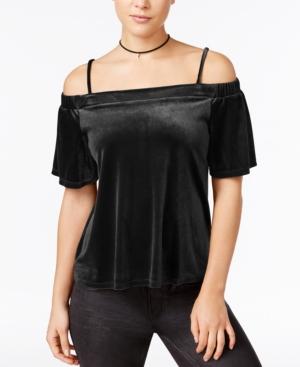 One Clothing Juniors' Velvet Off-the-shoulder Top