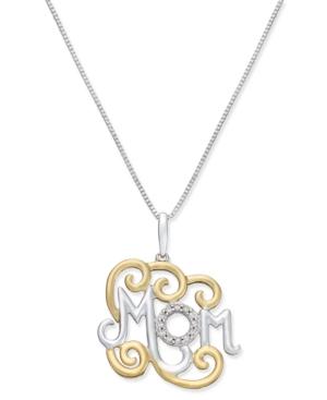 Diamond Mom Pendant Necklace (1/10 Ct. T.w.) In Sterling Silver And 14k Vermeil