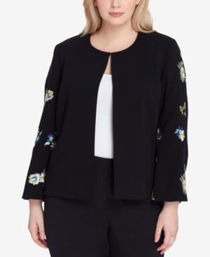 Tahari Asl Plus Size Embroidered Blazer
