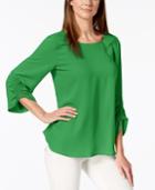 Alfani Smocked 3/4-sleeve Blouse, Created For Macy's