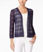 Charter Club Petite Open-knit Striped Cardigan, Only At Macy's