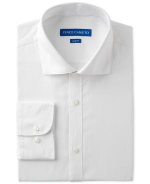 Vince Camuto Slim-fit White Textured Dobby Dress Shirt