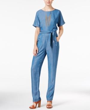velvet heart denim jumpsuit