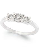 Diamond 3-stone Promise Ring In 10k White Gold (1/4 Ct. T.w.)