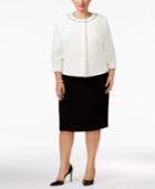 Tahari Asl Plus Size Beaded Colorblocked Skirt Suit