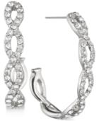 Anne Klein Silver-tone Pave Braided J-hoop Earrings