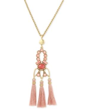 Lucky Brand Gold-tone Pink Stone & Tassel Pendant Necklace, A Macy's Exclusive Style