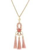 Lucky Brand Gold-tone Pink Stone & Tassel Pendant Necklace, A Macy's Exclusive Style