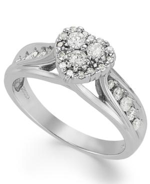 Diamond Ring, Sterling Silver Certified Round-cut Diamond Heart-shaped Engagement Ring (1/2 Ct. T.w.)
