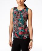 Nine West Satin Printed Pleat-neck Top