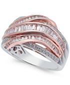 Diamond Two-tone Interwoven Ring (1 Ct. T.w.) In 14k Rose And White Gold