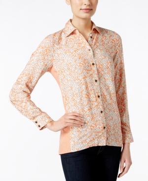 G.h. Bass & Co. Floral-print Long-sleeve Top, Only At Macy's