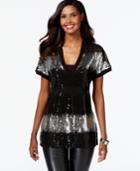 Inc International Concepts Sequined V-neck Top, Only At Macy's