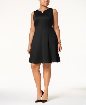 Ellen Tracy Plus Size Hardware-embellished Keyhole Dress