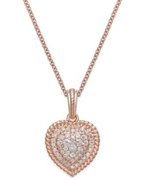 Diamond Heart Cluster Pendant Necklace (1/4 Ct. T.w.) In 14k Rose Gold