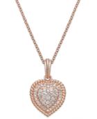 Diamond Heart Cluster Pendant Necklace (1/4 Ct. T.w.) In 14k Rose Gold