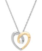 Diamond Accent Heart Pendant Necklace In Sterling Silver And 14k Gold