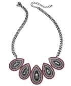 I.n.c. Hematite-tone Multicolor Crystal Oval Statement Necklace, 20 + 3 Extender, Created For Macy's
