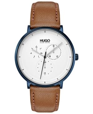 Hugo Men's #guide Ultra Slim Light Brown Leather Strap Watch 40mm