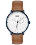 Hugo Men's #guide Ultra Slim Light Brown Leather Strap Watch 40mm