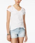 Planet Gold Juniors' Cold-shoulder Burnout T-shirt