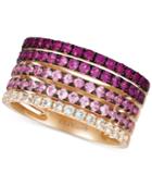 Le Vian Strawberry Layer Cake Multi-gemstone Stack Look Statement Ring (1-3/4 Ct. T.w.) In 14k Rose Gold