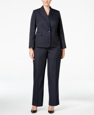 Le Suit Plus Size Three-piece One-button Pinstriped Pantsuit
