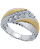 Men's Diamond Two-tone Ring (1/10 Ct. T.w.) In Sterling Silver & 14k Gold-plated Sterling Silver
