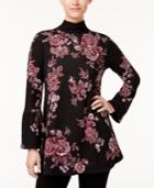Style & Co Cotton Floral-print Sweater, Created For Macy's
