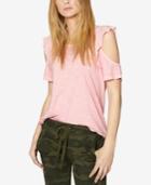 Sanctuary Cotton Ruffled Cold-shoulder Top