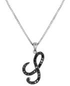 Sterling Silver Necklace, Black Diamond S Initial Pendant (1/4 Ct. T.w.)