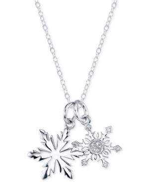Disney Frozen Diamond Accent Snowflake Pendant Necklace In Sterling Silver