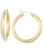 Signatuare Gold Crystal Hoop Earrings In 14k Gold