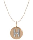 14k Rose Gold Necklace, Diamond Accent Letter H Disk Pendant
