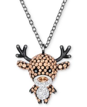 Swarovski Hematite-tone Pave Deer Pendant Necklace, 14-4/5 + 3 Extender
