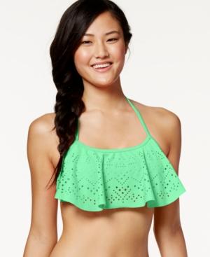 California Waves Laser-cut Flounce Bikini Top Women's Swimsuit