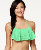 California Waves Laser-cut Flounce Bikini Top Women's Swimsuit