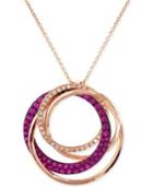 Amore By Effy Ruby (1/2 Ct. T.w.) And Diamond (1/8 Ct. T.w.) Circle Pendant In 14k Rose Gold