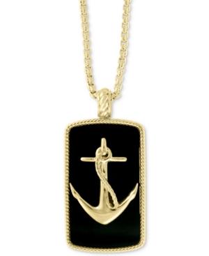 Effy Men's Onyx (12 X 9mm) Anchor 22 Pendant Necklace In 14k Gold
