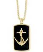 Effy Men's Onyx (12 X 9mm) Anchor 22 Pendant Necklace In 14k Gold