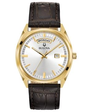 Bulova Men's Brown Leather Strap Watch 39mm