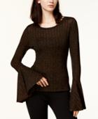 Bar Iii Metallic Bell-sleeve Top, Created For Macy's
