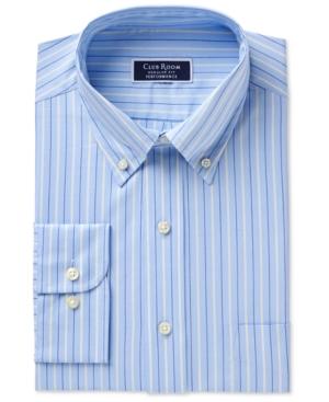 Club Room Men's Classic/regular Fit Performance Easy-care Pinpoint Double Stripe Dress Shirt, Created For Macy's