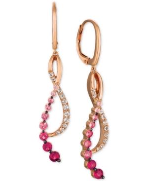 Le Vian Strawberry Layer Cake Multi-gemstone Treble Clef Drop Earrings (1-1/4 Ct. T.w.) In 14k Rose Gold